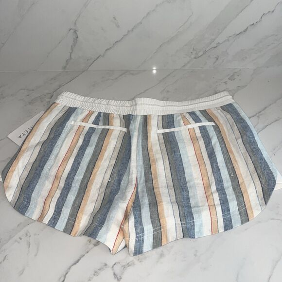 Athleta Beachside Bali Linen Shorts Women's 16 Striped with Pockets Drawstring - Picture 7 of 7